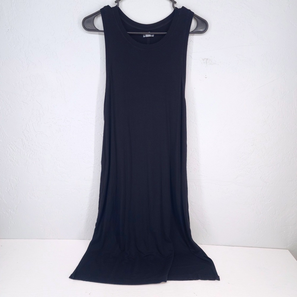 Aerie Size Medium |  Black Sleeveless Side Slit Midi Tank Dress Stretch